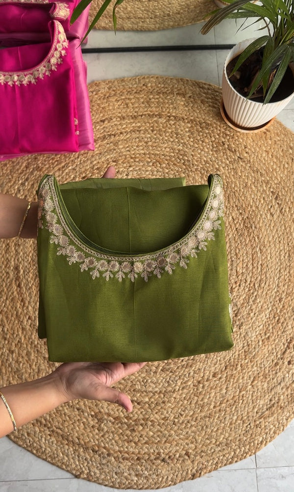 AAYAT GREEN HALTER NECK SHORT KURTA WITH PANTS