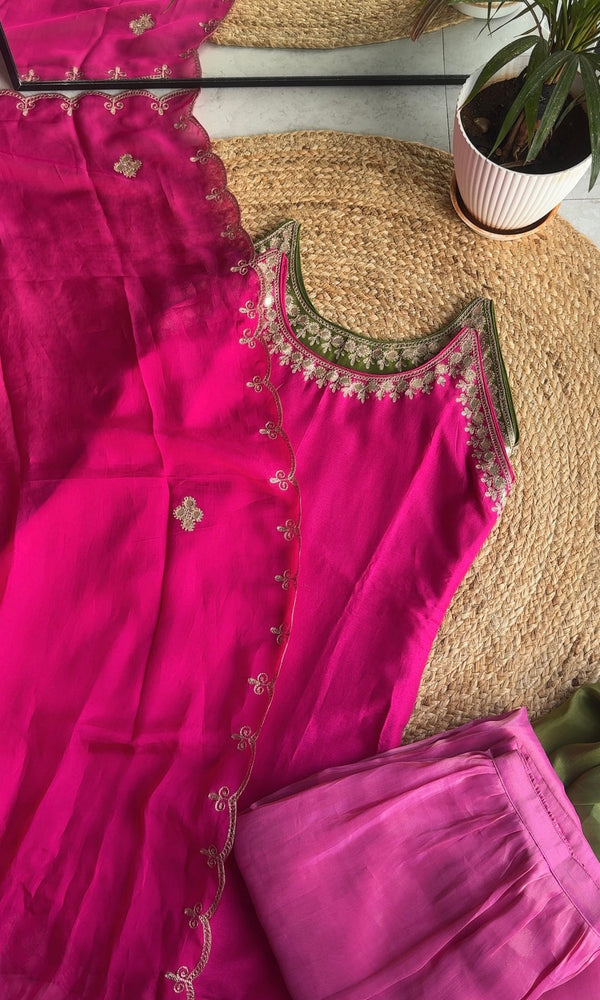 AAYAT PINK HALTER NECK SHORT KURTA WITH PANTS