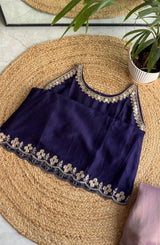 AAYAT PURPLE HALTER NECK SHORT KURTA WITH PANTS