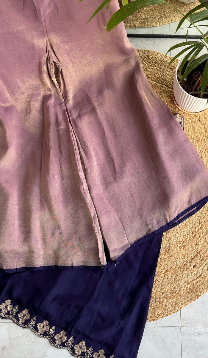 AAYAT PURPLE HALTER NECK SHORT KURTA WITH PANTS