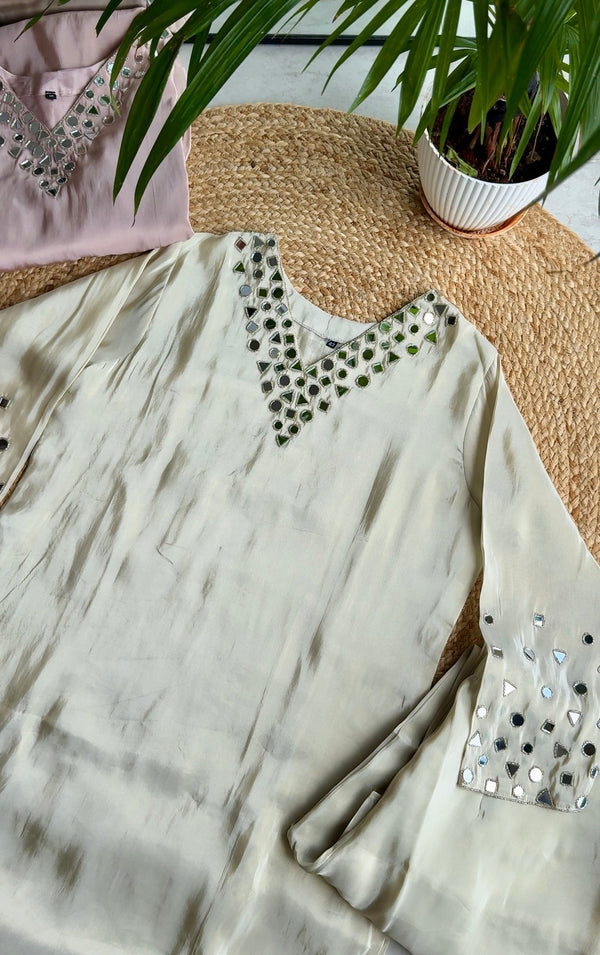 AASHVI DWAN GRAY MIRROR WORK DRESS